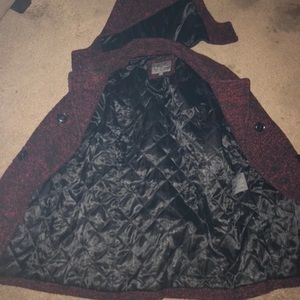 Maroon and black jacket coat